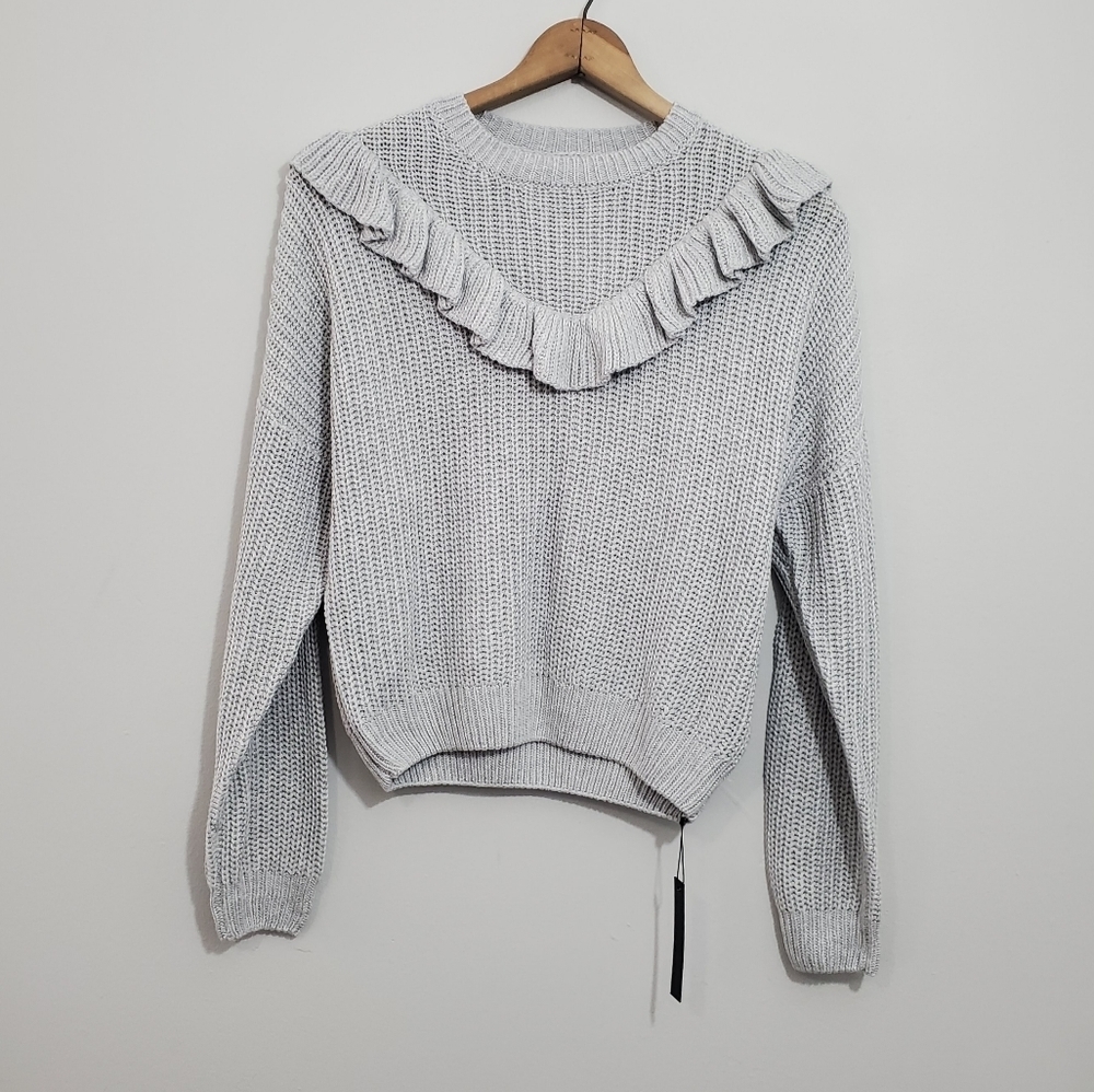 NWT Blank NYC Rum and Ruffles Gray Sweater